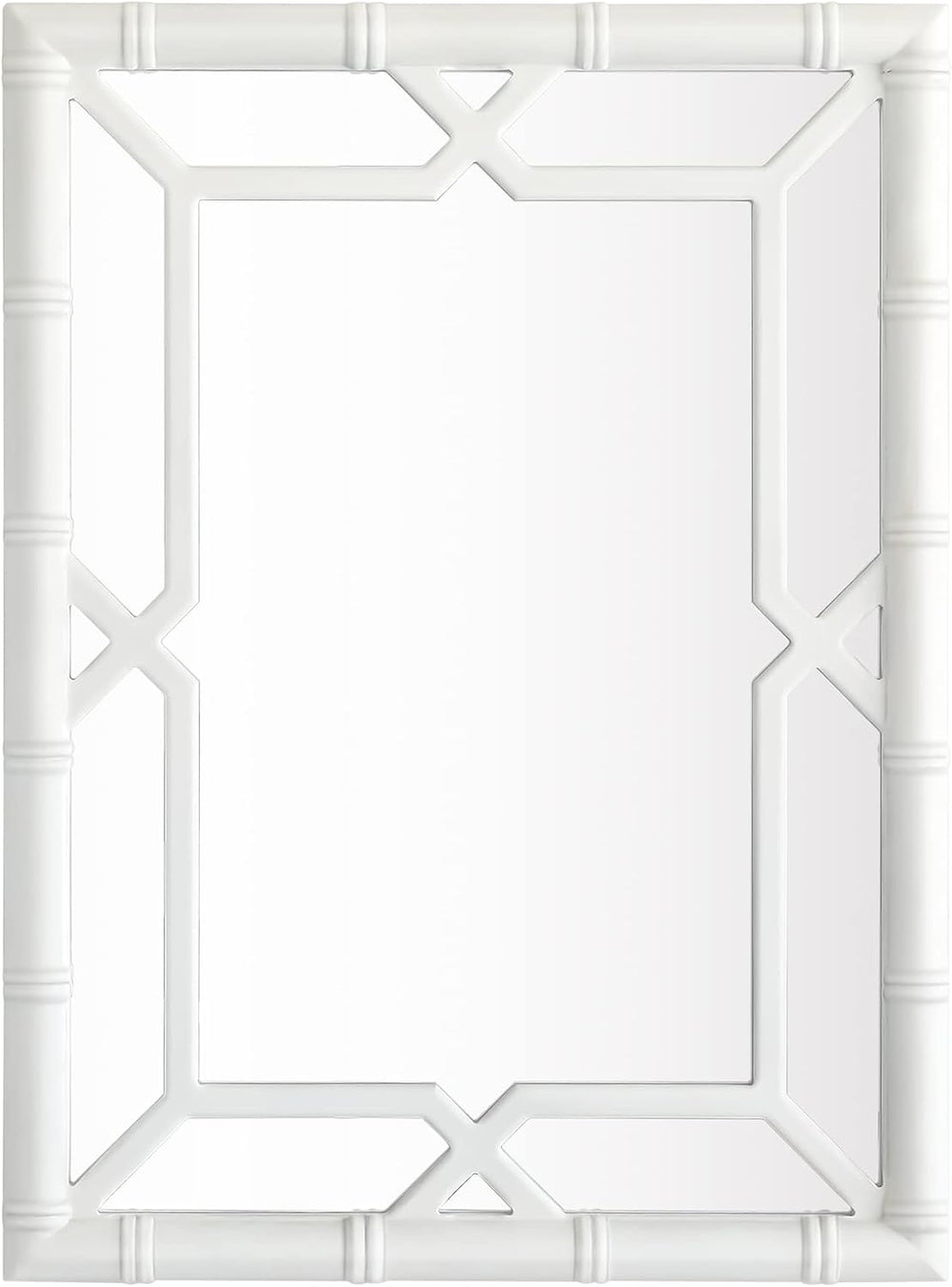 Bamboo-Look Solid Wood Window Pane Mirror 23" X 31" - White