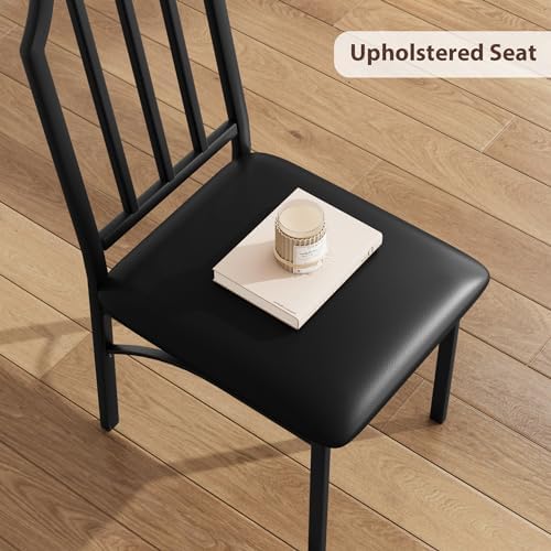 GAOMON 3-Piece Dining Table Set for 2, Modern Kitchen Table with Chamfered Design and Upholstered Chairs, Leather-Cushioned Seats for Small Spaces and Apartments, Space-Saving (Gray/Black,3 Pack)