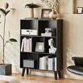 LEYAOYAO Cube Bookshelf, Mid-Century Modern Book Shelf with Legs, Black