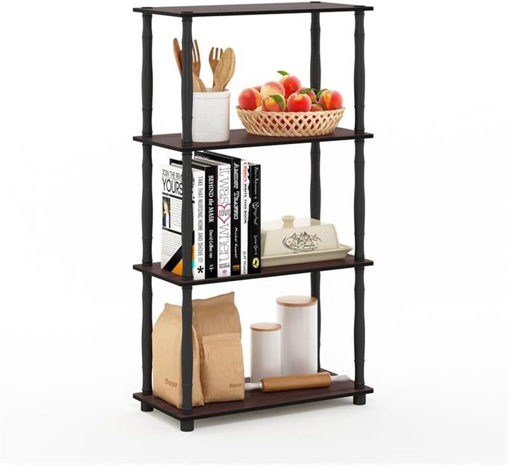 Furinno Turn-N-Tube 4-Tier Multipurpose Shelf Display Rack, Classic Tubes, Da...