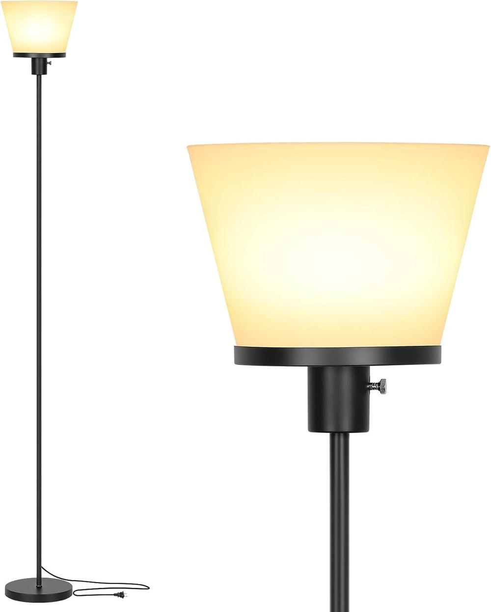 LED Floor Lamp Tall Standing Lamp, Black Modern Torchiere Floor Lamps for Bed...