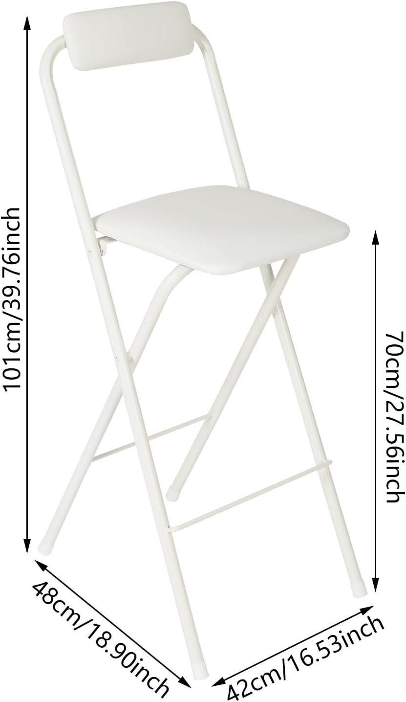 1Pcs Folding Counter Height Bar Stool w/Back,27.5" Cushioned Portable Stool