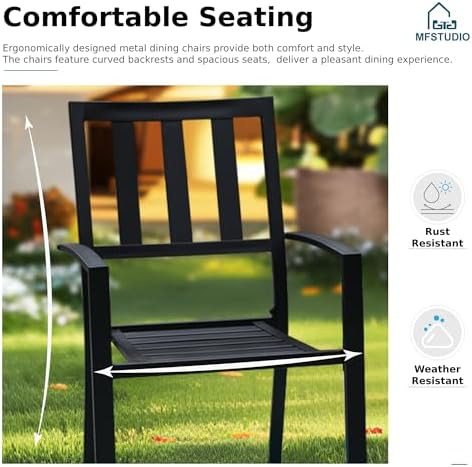 MFSTUDIO 7 PCS Patio Dining Set, 60" Rectangular Table&Metal Chairs