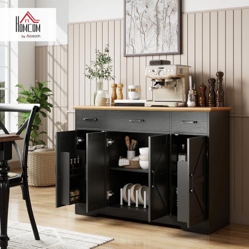 HOMCOM 47" Buffet Cabinet with Storage, Coffee Bar Cabinet, Black