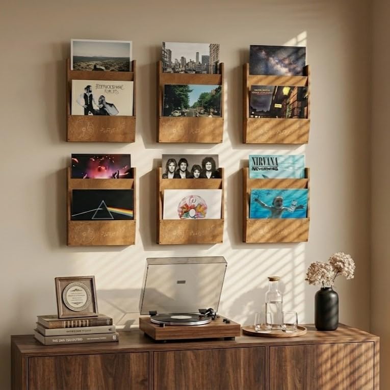 2 Sets Vinyl Record Shelf Wall Mount, Album Record Holder Display, Floating S...
