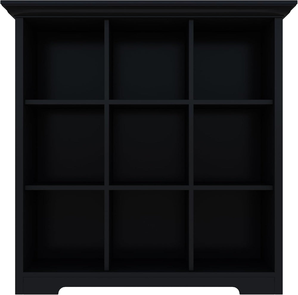 OSCHF 9-Cube Open Bookcase with Base, 3-Tier Wooden Bookshelf, Black