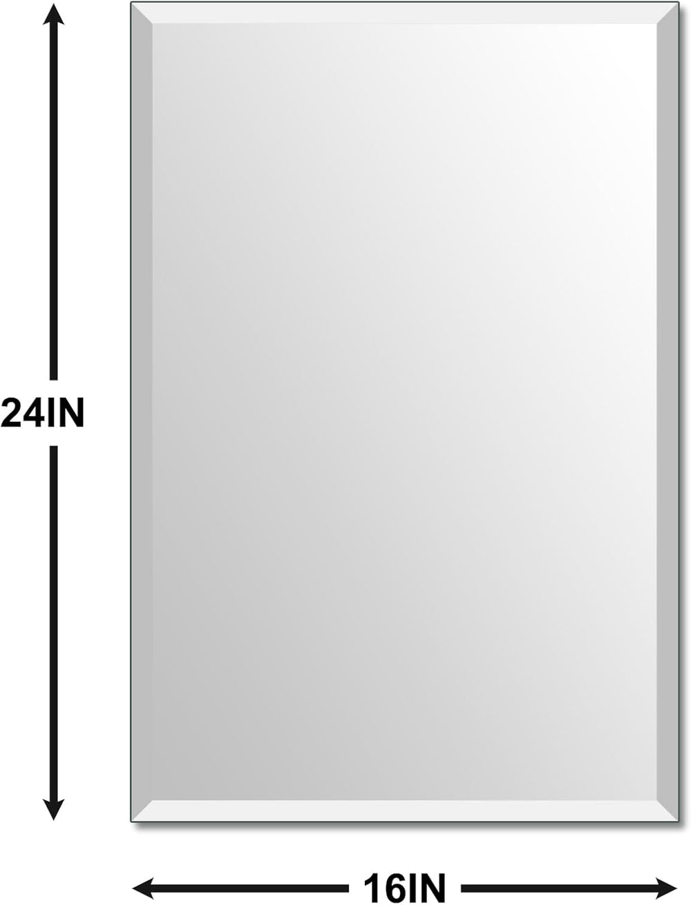Bathroom Mirror for Over Sink 24x16 Inch Frameless Wall Mirror Rectangle