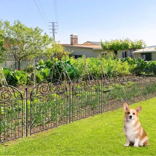 Getlay Tall Garden Fence Animal Barrier with Gate, 36 in(H) 14 Panels Garden ...