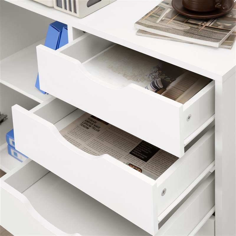 Naomi Home Amy 5-Drawer Rolling Storage Cabinet with Shelves - White