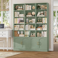 FACBOTALL 82.3" Triple Wide Bookshelf, Tall Bookcase with 4 Doors, Green