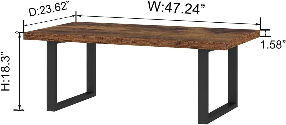 IBF Rustic Brown Coffee Table, Industrial Wood Living Room Table 47 Inch