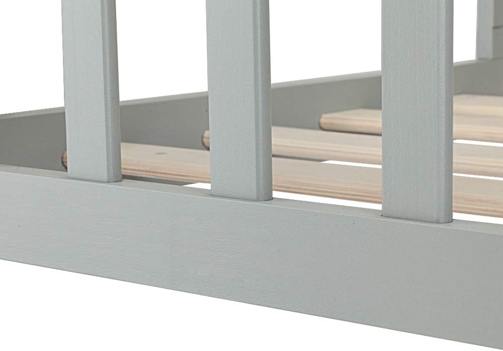 Bed Frame, Grey, Solid Pine Wood, Single Bed