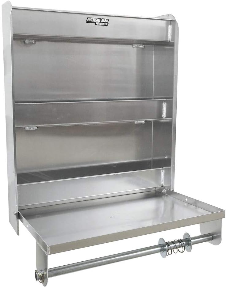 Extreme Max 5001.6049 Aluminum Work Station Storage Cabinet w/ Flip-Out Work ...