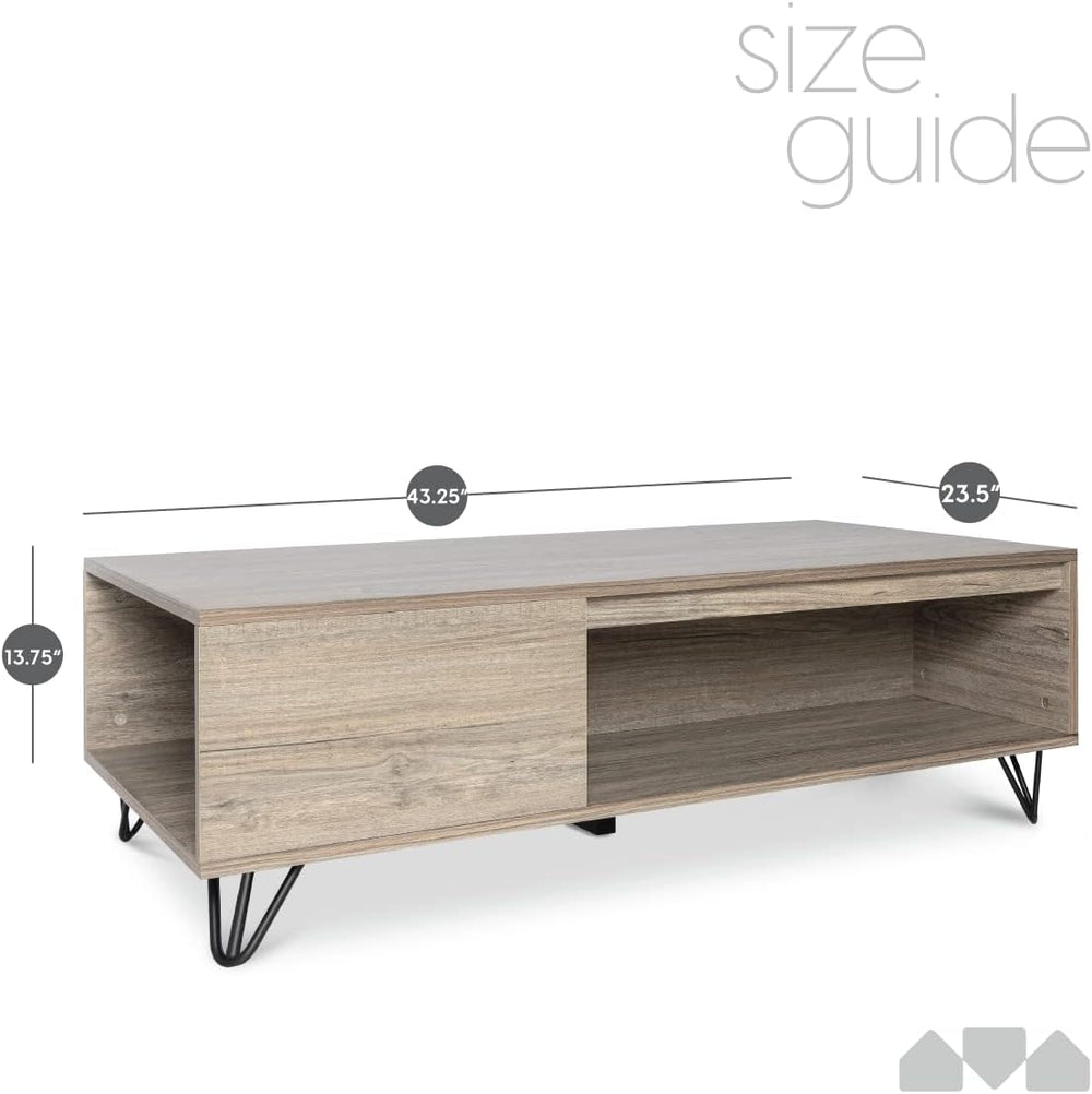 Milliard Modern Farmhouse Coffee Table with Storage Grey