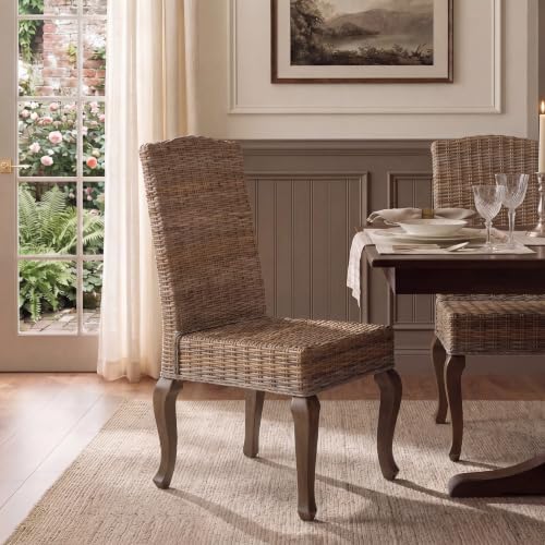 SAFAVIEH Milos Wood Dining Chair Set of 2, 18" Seat Grey SEA8018A