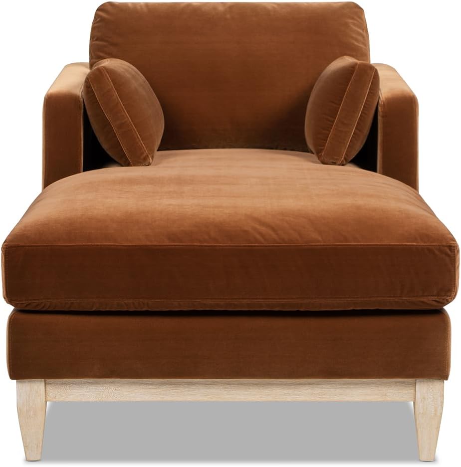 Jennifer Taylor Home Knox 65" Modern Farmhouse Chaise Lounge Chair, Burn...