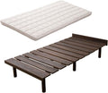 EMOOR Japanese Futon Mattress & Wood Slatted Bed Set Machi-OSMOS Twin (Coffee-Brown), Solid Pine 3-Heights Adjustable Easy-Assemble Japanese Sleeping Bed Tatami Mat