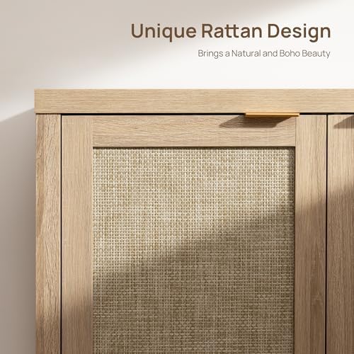 SICOTAS Rattan Cabinets, Sideboard Buffet Cabinet Credenza with Storage