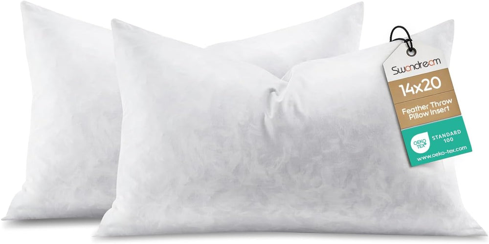 14x20 Feather Lumbar Pillow Inserts, Decorative Throw Pillow Inserts for Cove...