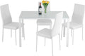 FDW | 5-Piece Dining Table Set | White | Glass Kitchen Table