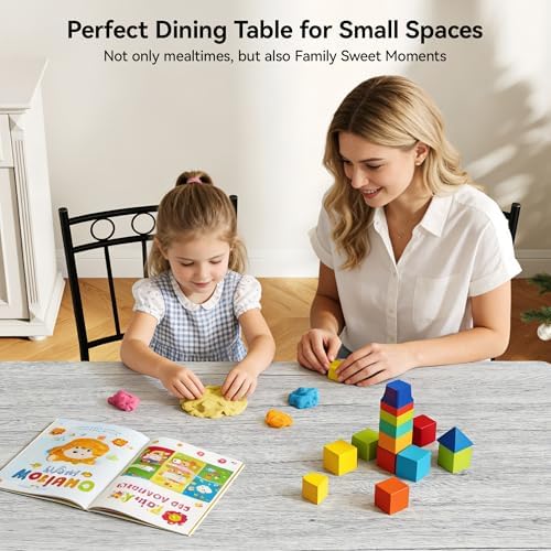Vipbear Kitchen Dining Table Set for 4, 5-Piece Kitchen Table Set,Dining Room Table Sets,Rectangular Kitchen Table Set with 4 Chairs for Small Space, Dinette,Apartment,Retro Grey