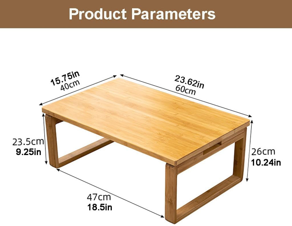 Portable Rectangle Foldable Coffee Table - Japanese Low Bamboo Table for Sitt...