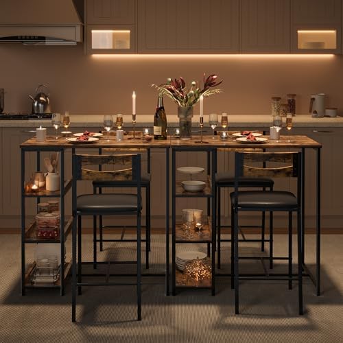 GarveeHome Dining Table Set for 2, Wood Table with Upholstered Chairs