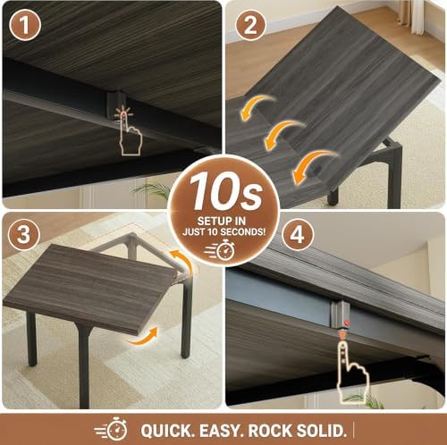 HUAHUU 5-Piece Dining Table Set for 4, Extendable Kitchen Table Set with 4 Upholstered Cushion Chairs, Rectangle Table with Metal Frame & MDF Board, Folding Space-Saving for Small Apartment, Gray