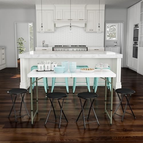 Lavish Home Portable Folding Stool with Backless Seat Set of 4, Black, 18”