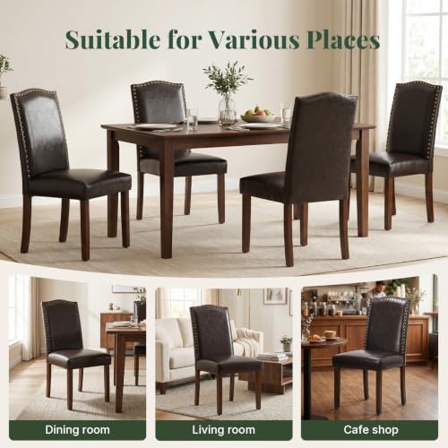 Upholstered Dining Chair Set of 6, PU Leather Kitchen Chair