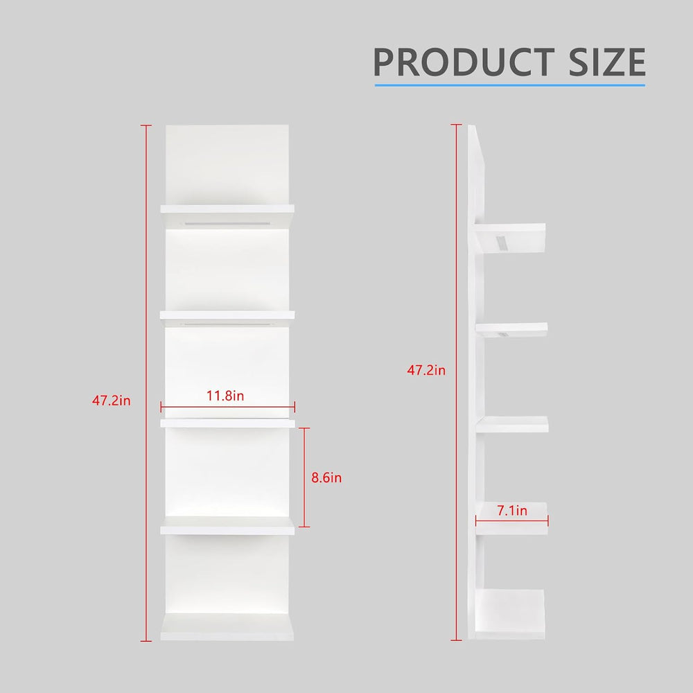 VIWODS 5-Tier Wall Shelf Unit with RGB Light, White