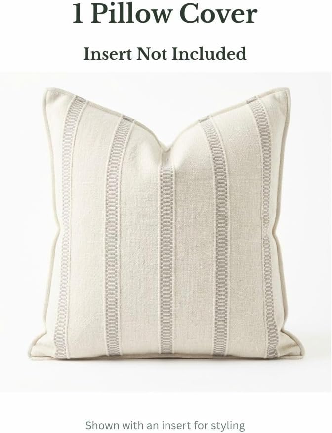 SanVia Designer Cotton Throw Pillow Covers 20x20 for Nooks, Beds & Sofas