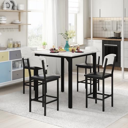 AWQM 5-Piece Dining Table Set, Kitchen Table Set for 4 (White)