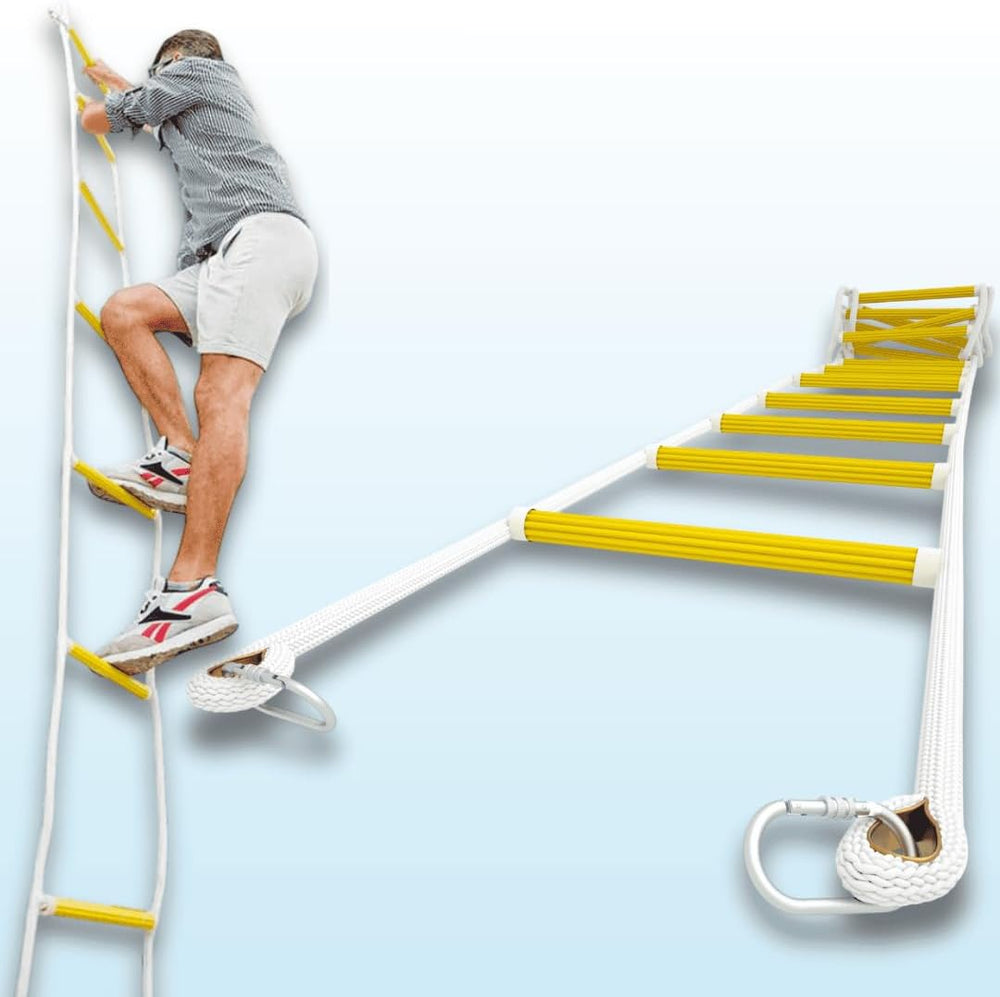 Two Story Fire Escape Ladder 13 ft with Stand-Off Stabilizers