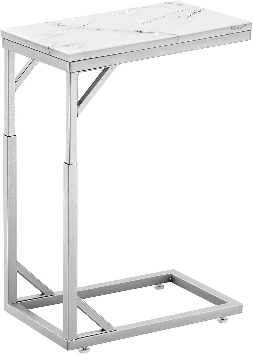 C-Shaped End Table, Small Sofa Table with Metal Frame, Adjustable Height Side...