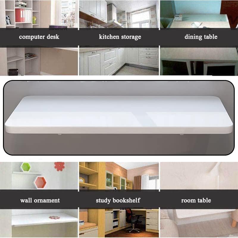 Wall Mounted Folding Table,White Floating Desk for Small Spaces,Stainless Ste...