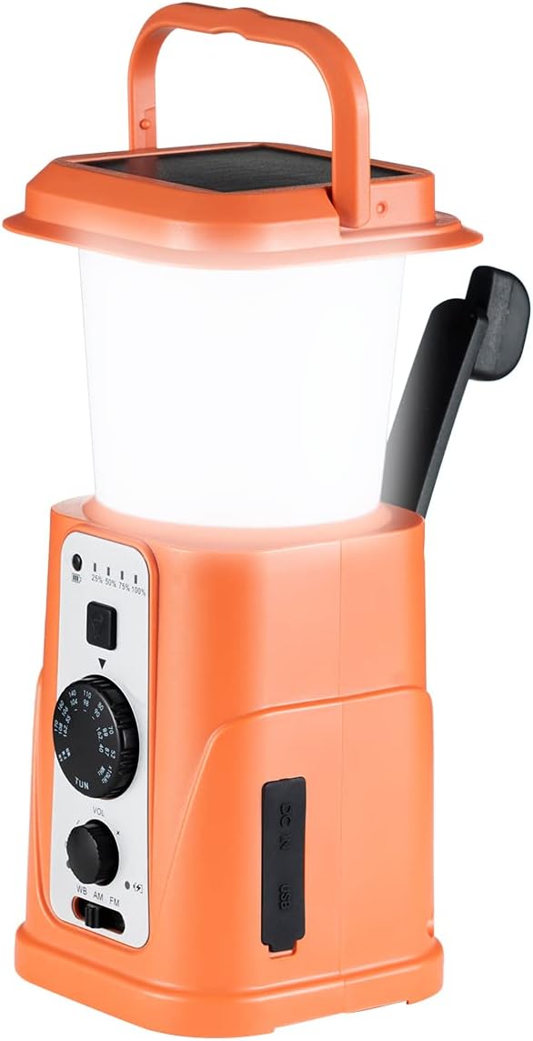 GREATONE 5000mah Emergency Radio Camping Lantern, Hand Crank Am/Fm/NOAA Weath...