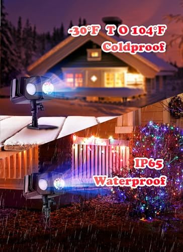 Christmas Projector Lights Outdoor 26 HD Effects (3D Ocean Wave + Patterns) Waterproof with Timer Holiday Projector Lights for Indoor Christmas Halloween Night Disco Party, RGB + Multicolor