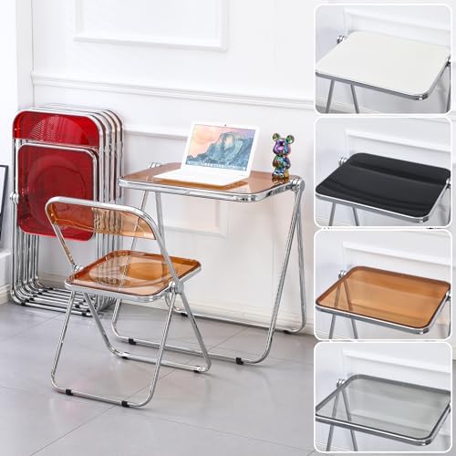 KAIHAOWIN Folding TV Tray Table Acrylic Foldable Table No Assembly Required Tiny Desk for Home Office Side Table Small Computer Desk for Small Spaces (Black)