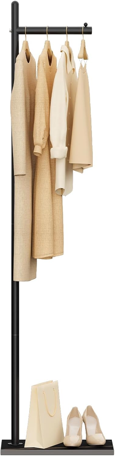 Yawinhe Metal Coat Racks with Square Base,L-Shaped Clothes Stand,Black