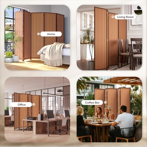 JOSTYLE 5 Panel Folding Privacy Screen 6ft Bamboo Freestanding Room Divider