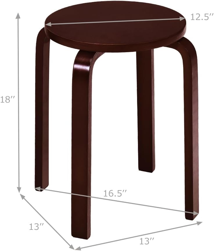 COSTWAY Stackable Bentwood Stools Set of 4, 18in Backless Round Chairs