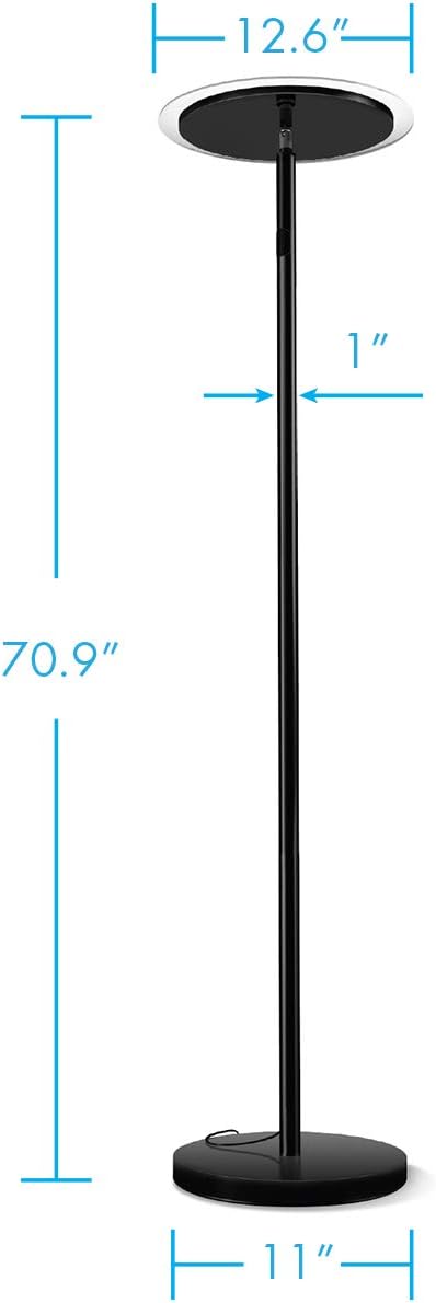 Tenergy Torchiere Dimmable LED Floor Lamp, Remote Controlled 30W (150W Equiva...