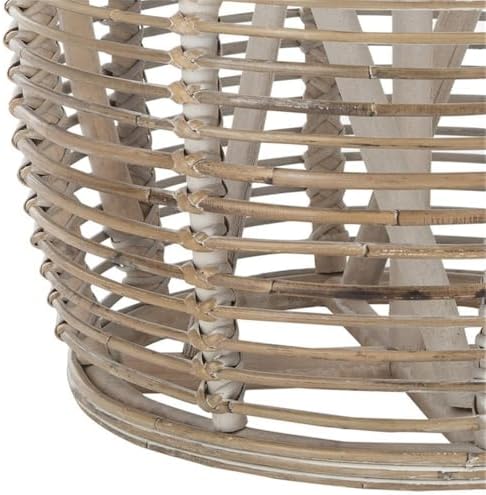 SAFAVIEH Maui Rattan Accent Stool, 16.93" Coastal Grey White Wash STL6500A