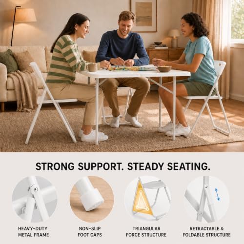 10 Pack White Plastic Folding Chairs, Portable Foldable Chair