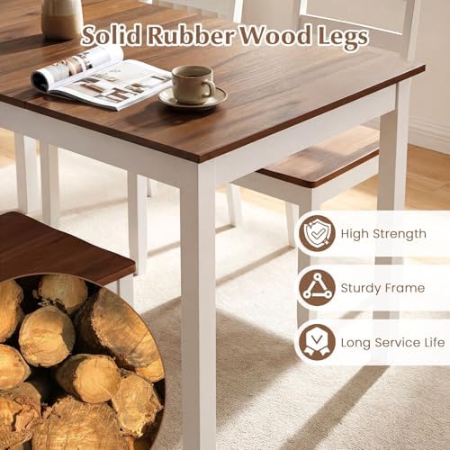Giantex 7-Piece Dining Table Set for 6, Rectangular 60-inches Kitchen Table and 6 Dining Chairs with Rubber Wood Legs, Protective Foot Pads, Farmhouse Dinette Set for Dining Room, Restaurant (Brown)