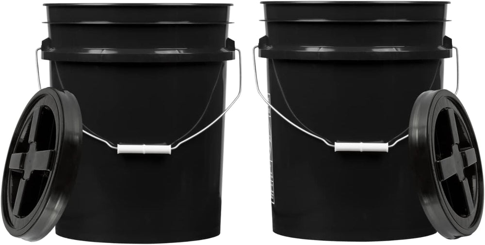 House Naturals 5 Gallon Plastic Black Bucket Food Grade BPA Free with Black S...