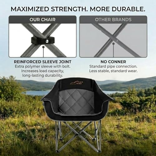 FAIR WIND 2 Pack XL Oversized Padded Camping Chair Heavy Duty for Adults