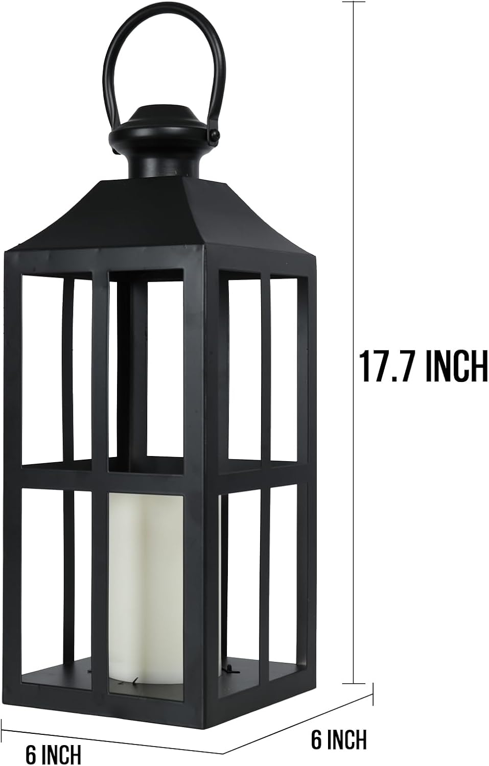 Bdor 17.7 Inch Black Metal Outdoor Lanterns, Set of 2 with LED Candles