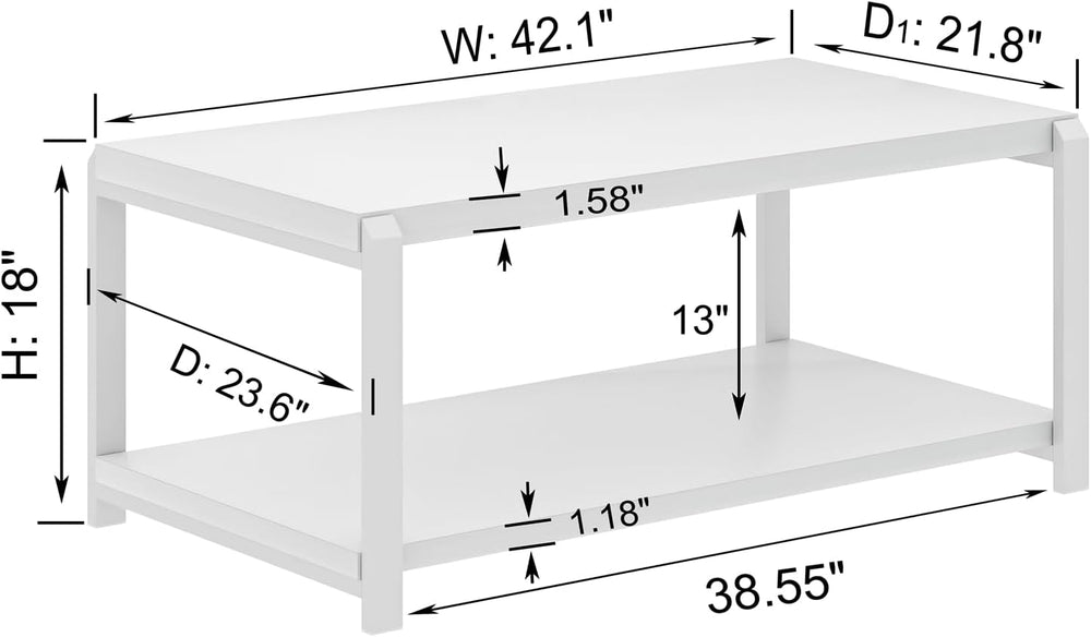 EXCEFUR White Coffee Table with Storage, Modern Center Table for Living Room,...